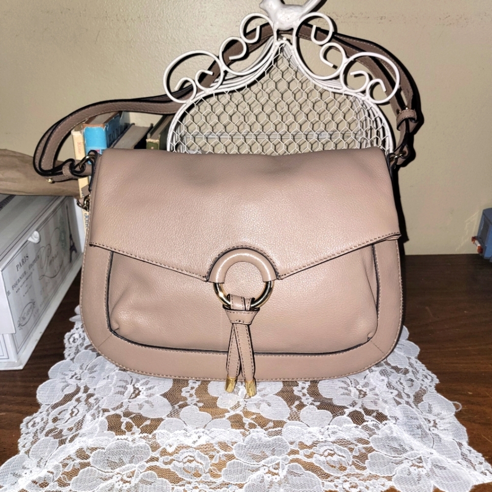 Vince Camuto Leather Adina Cashmere Shoulder Bag EUC